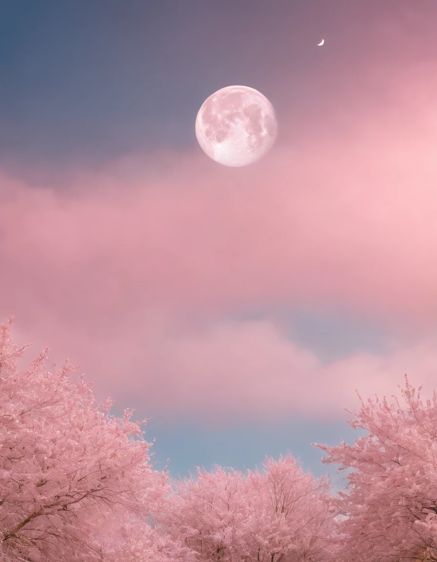 stars in a blue sky with the moon on a cloud, in the style of pink and gold, dreamy symbolism, flickr, animated gifs, pictorial dreams, installation-based, light silver and gold