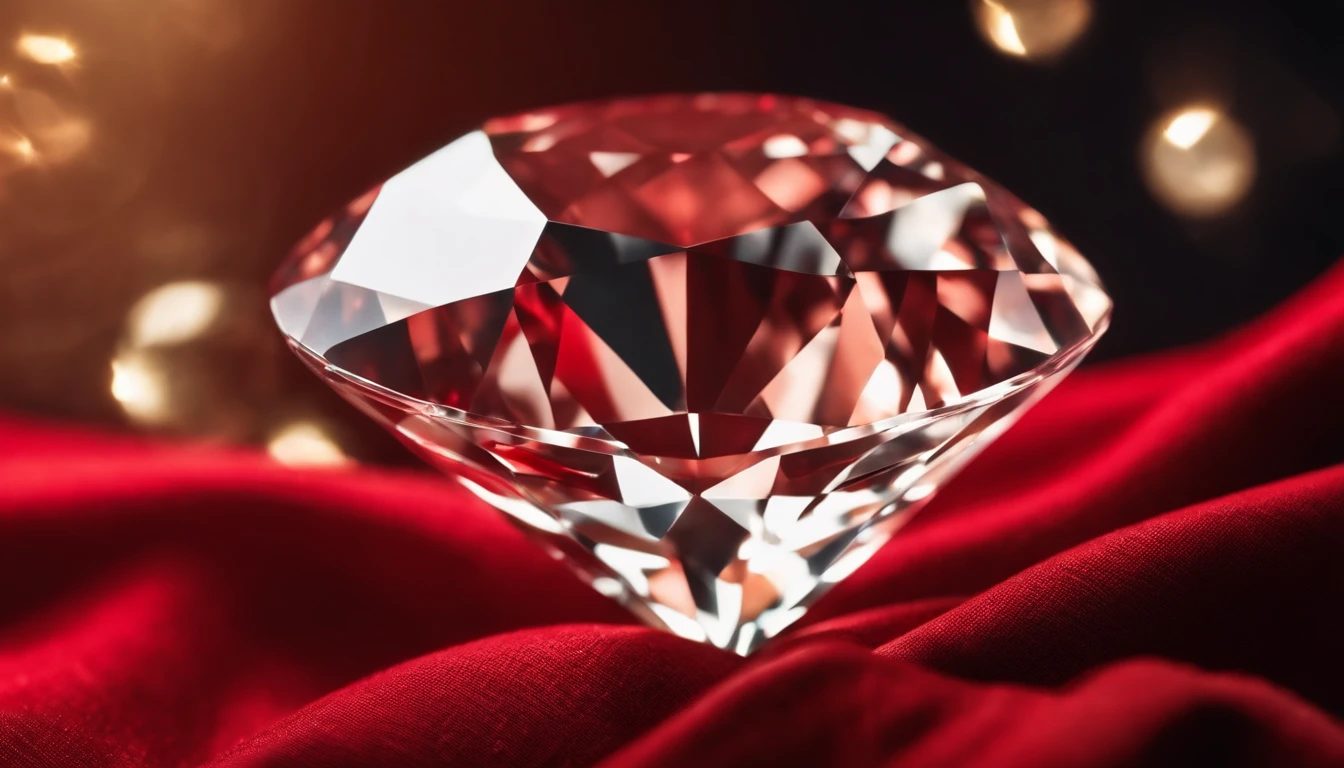 Diamond on red fabric coarsely