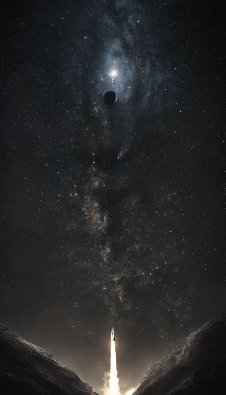 ((Masterpiece))，(Best quality))，Magnificent space image scene，heavenly body，Interstellar，（（Huge star gates）），black hole，（（（Huge starship））），Spaceship，Shining starry sky，8K，super-fine，high qulity