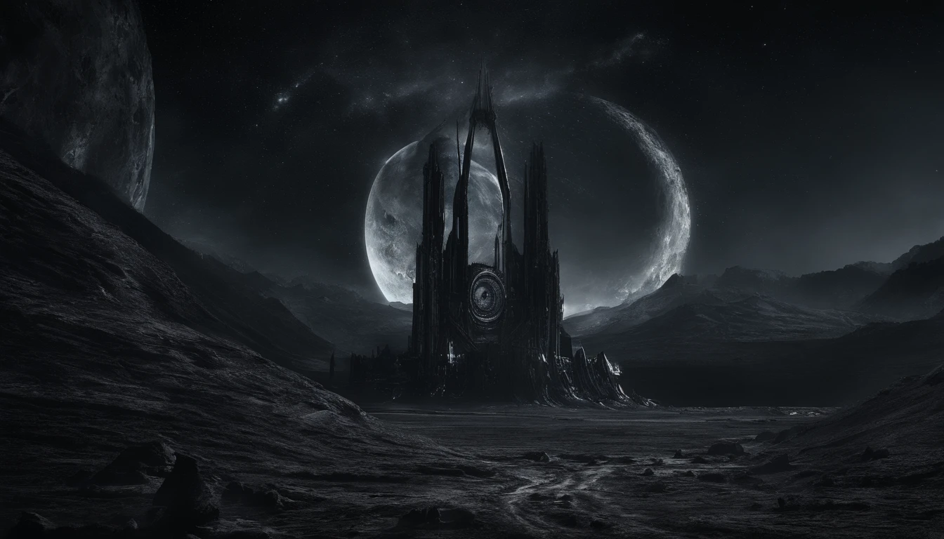 ((Masterpiece)),(Best quality)),Magnificent space image scene,heavenly body,Interstellar,((Huge star gates)),black hole,(((Huge starship))),Spaceship,Shining starry sky,8K,super-fine,high qulity