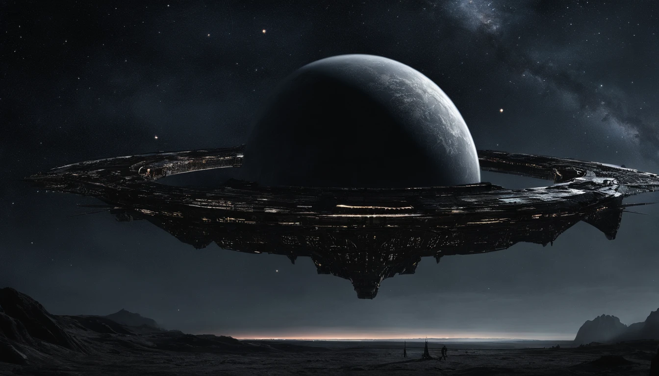 ((Masterpiece))，(Best quality))，Magnificent space image scene，heavenly body，Interstellar，（（Huge star gates）），black hole，（（（Huge starship））），Spaceship，Shining starry sky，8K，super-fine，high qulity
