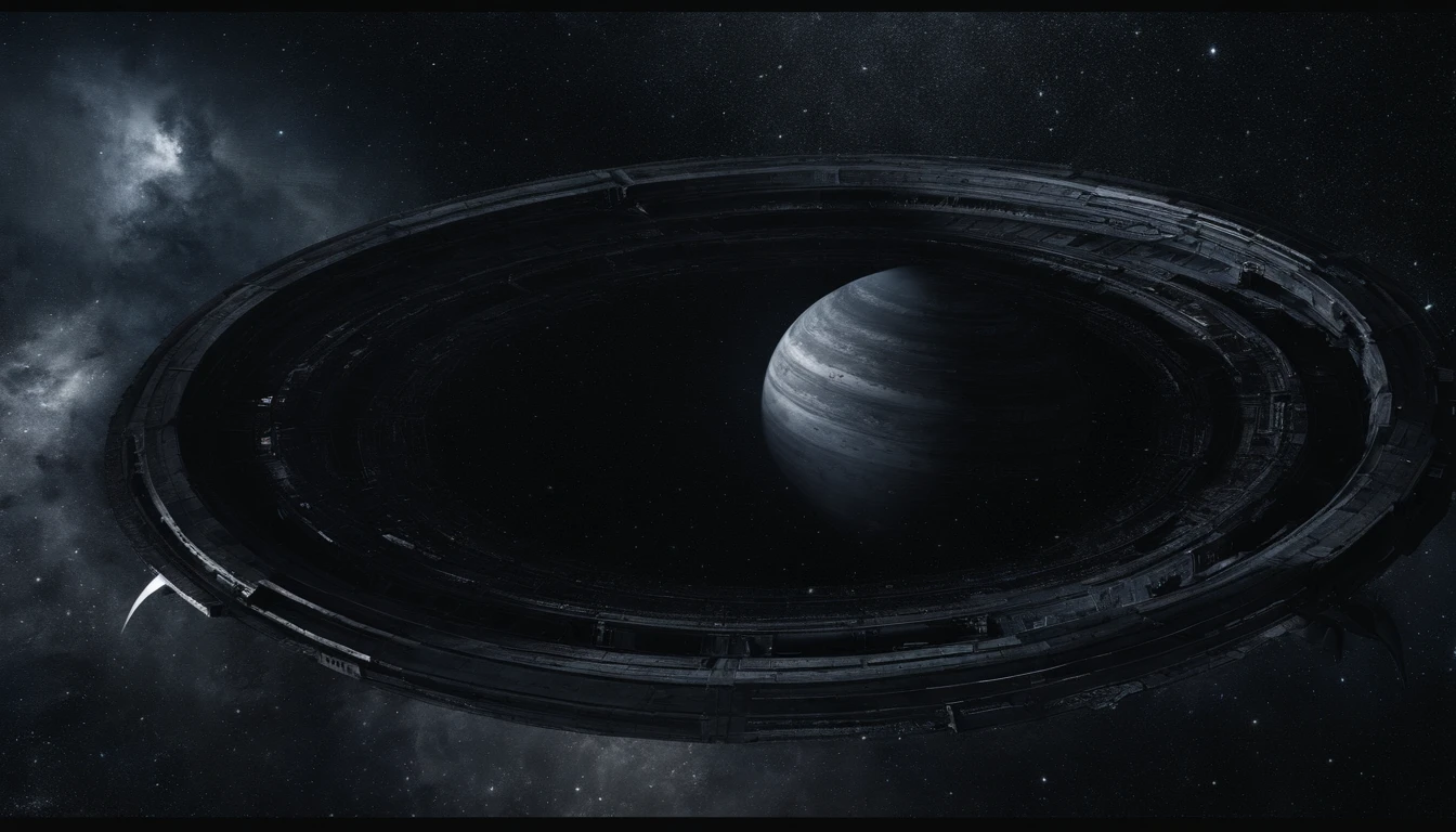 ((Masterpiece))，(Best quality))，Magnificent space image scene，heavenly body，Interstellar，（（Huge star gates）），black hole，（（（Huge starship））），Spaceship，Shining starry sky，8K，super-fine，high qulity