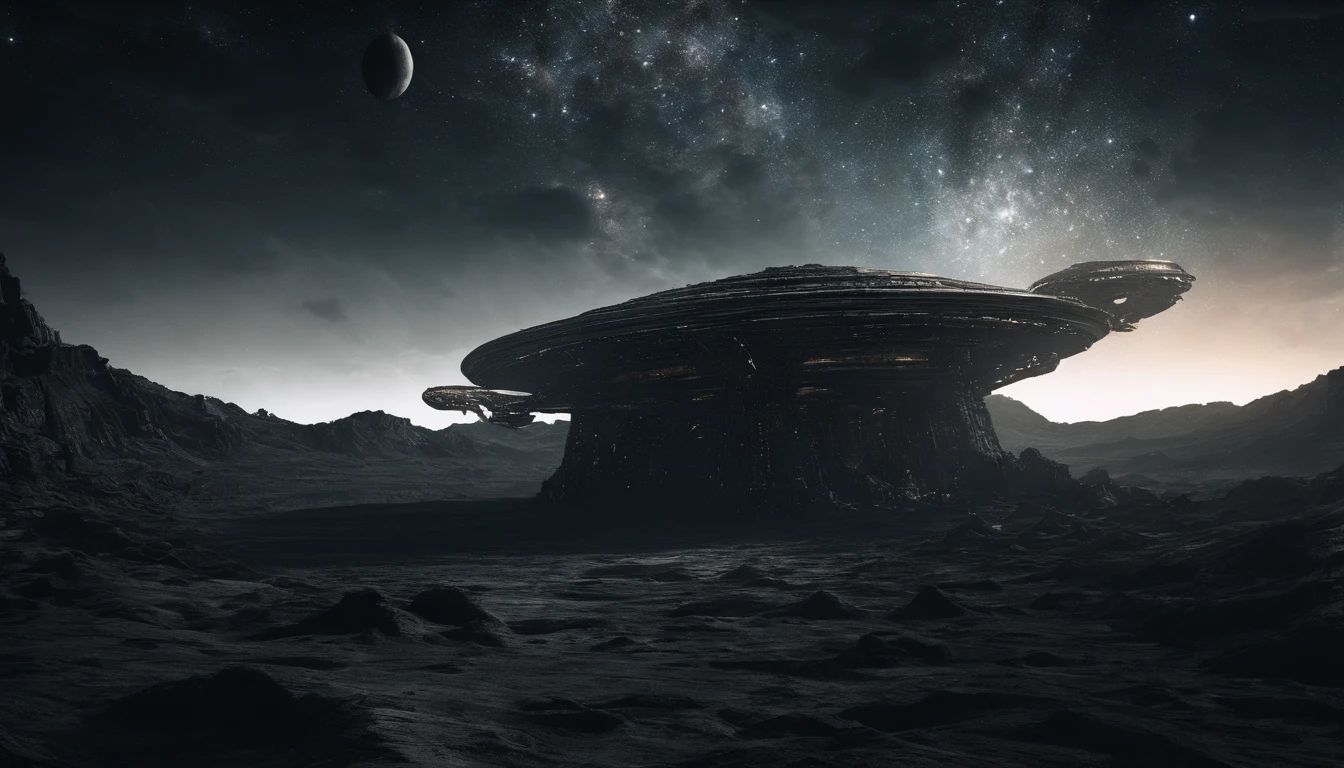 ((Masterpiece)),(Best quality)),Magnificent space image scene,heavenly body,Interstellar,((Huge star gates)),black hole,(((Huge starship))),Spaceship,Shining starry sky,8K,super-fine,high qulity