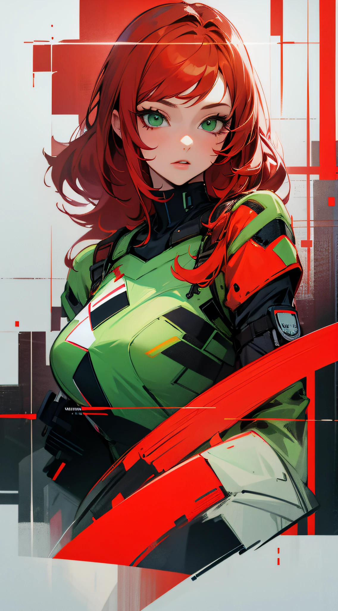 woman red hair, Green eyes
