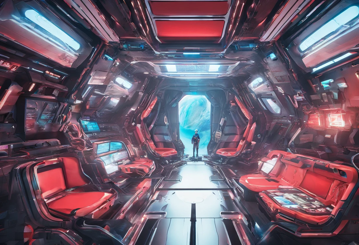 Space capsule,looki at viewer,Realiy,A man in a black tight leather jacket,Wearing a futuristic helmet,cowboy lens,(fish eye),Cramped and dirty room,clothes details,Japan's old red light district,((()),((natta)),