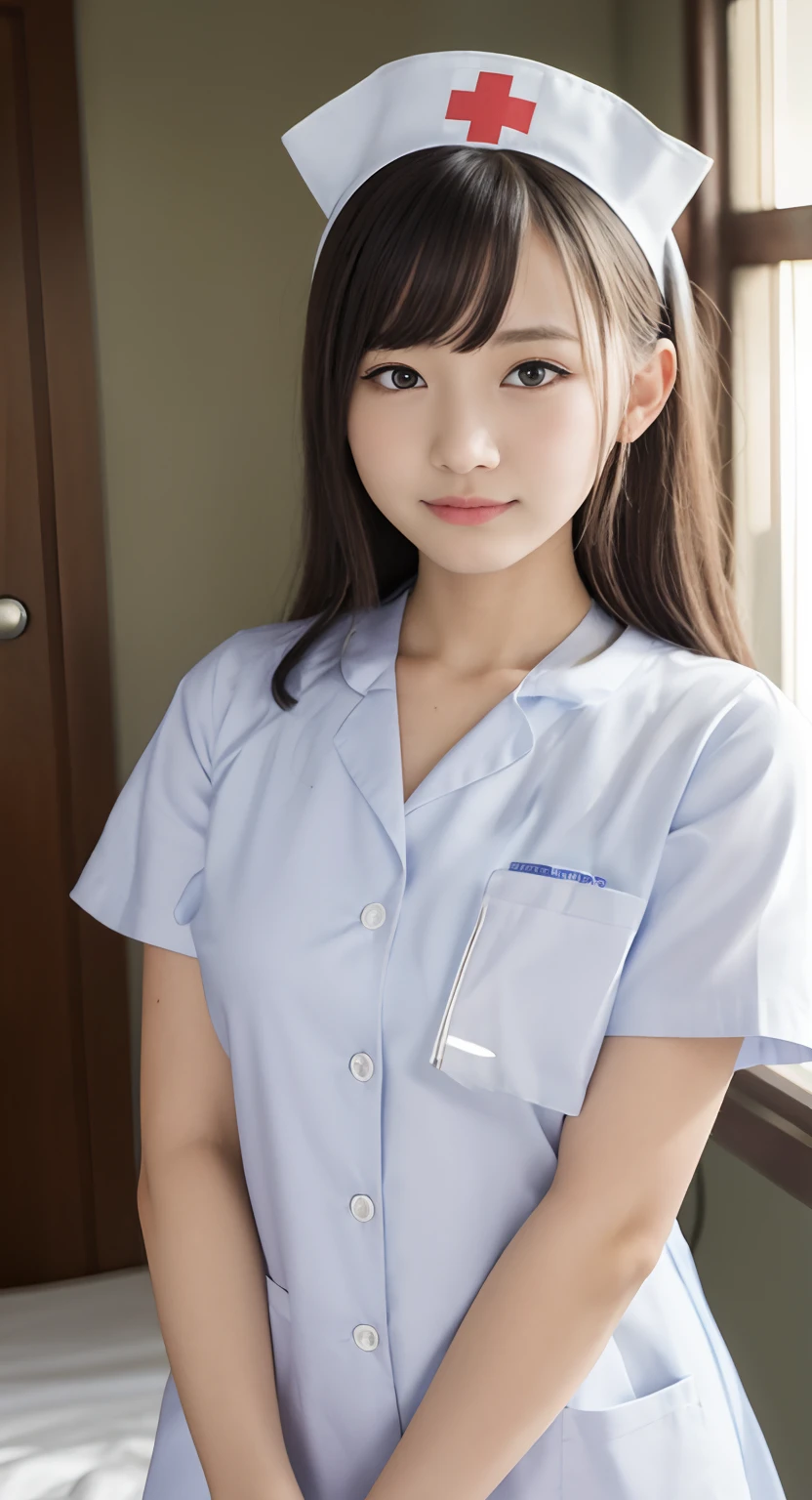 hightquality、​masterpiece、ultra res、a beauty girl、cute girl face、hospitals、nurse、Wearing nurse clothes、full bodyesbian、Famous actresses of Japan、very beautiful face、A sexy