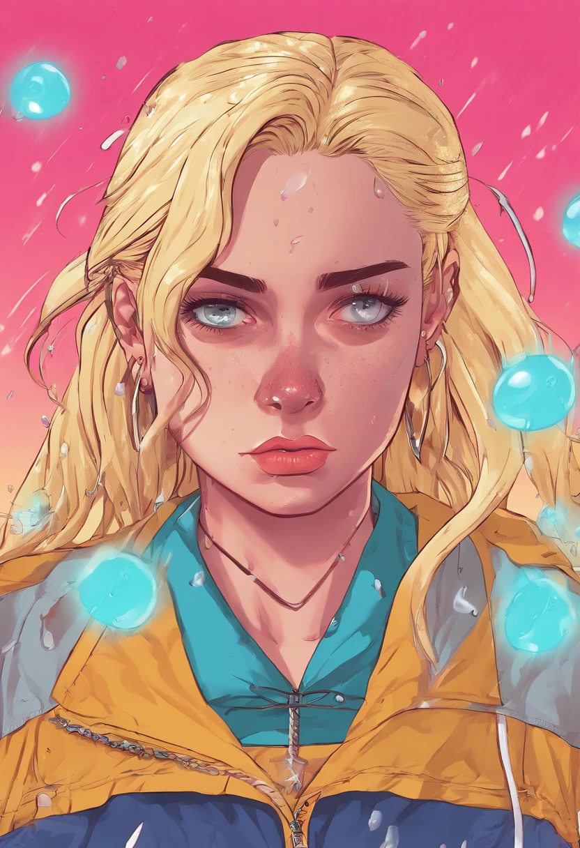 Sad girl,cry,darkness,Rain sky,。.。.。.。.。.。.。.。.。.。.。.。.。.。.。.。.。.。.。.3D,Upscale,hard disk,Blonde short,is crying,with his back turned