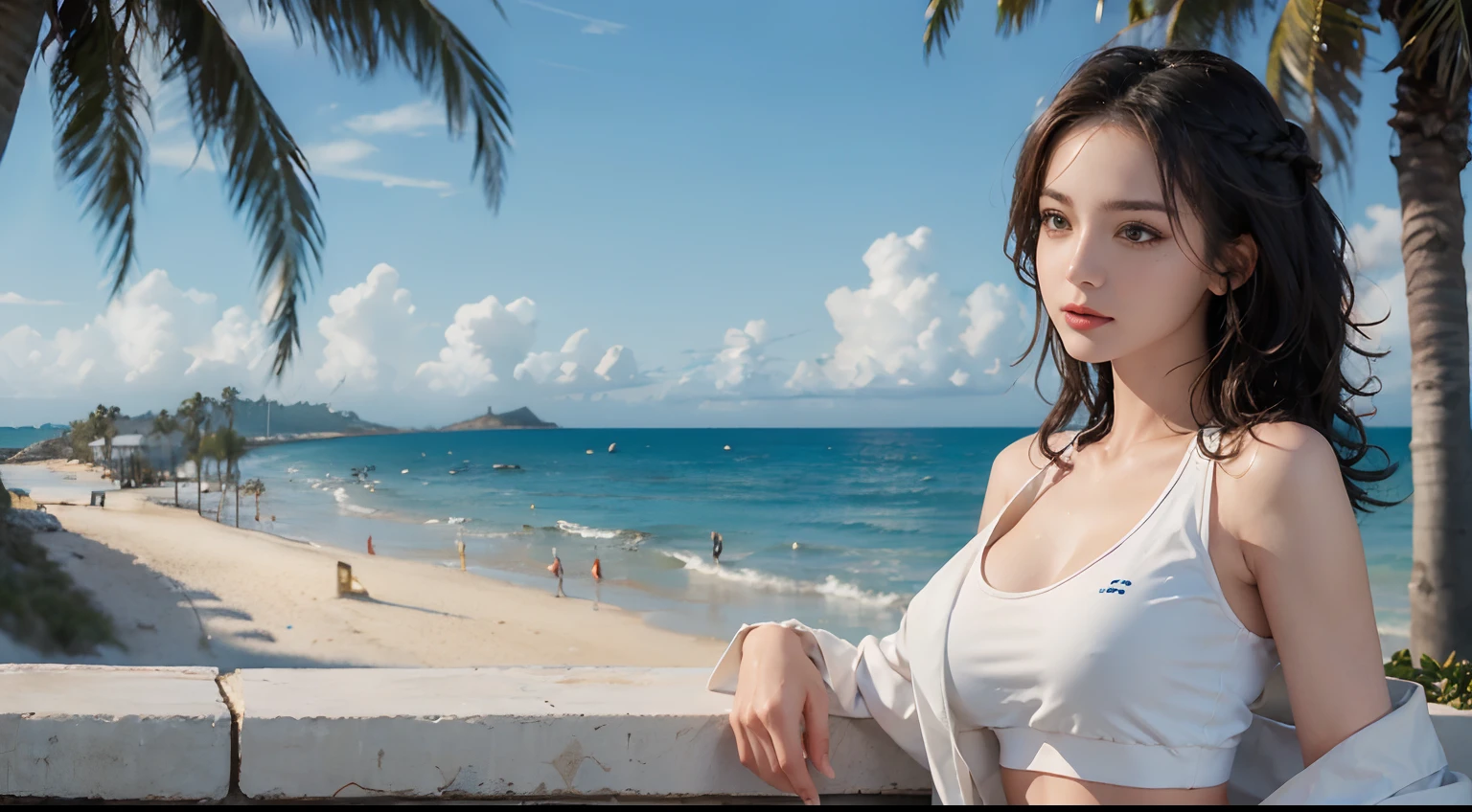 (realisitic,Photorealsitic:1.4),(1 Beauty:1.3),(beautiful countenance:1.5),Detailed shiny skin,A detailed eye,Precise hands and fingers,8K HDR, , masterpiece, (Dynamic angle footage),电影灯光, Finely drawn backgrounds,(Southland,the beach,Fashionable swimwear,splash water,Drenched girl),No hair ornament,jetty,Beautiful African,校服,Golden hair,poneyTail,Venetian,You can see the starry sky,Hats are being taken,Smaller chest