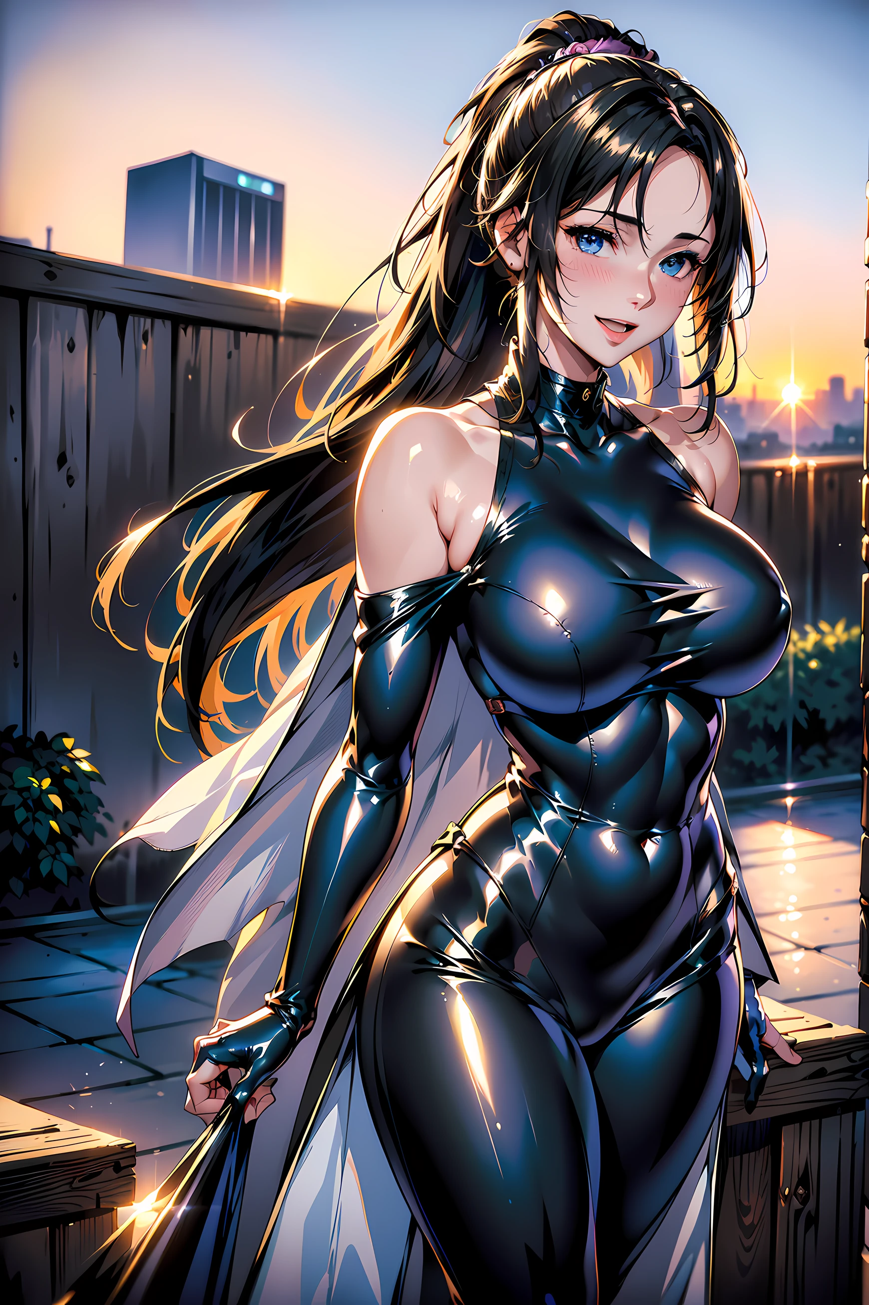 (1girl:1.3, solo), (bikini model), (upper body:1.3), (standing at India:1.3, photo session:1.3), (((starring at the viewer:1.5))), (arms behind back:1.3), (random posing:1.3), BREAK, 1girl, solo, milf, European girl, hot model, (attractive model:1.37), (promotional model:1.2), highly detailed eyes and pupils, realistic skin, ((attractive body, gigantic breast:1.38, sagging breast:1.8, disproportionate breasts:1.38, thin waist:1.15)), ((bobble ponytail:1.3), (shiny-black hair:1.3), extremely detailed hair, delicate sexy face, sensual gaze, shiny lips, BREAK, (latex bodysuit:1.3, high-leg cut:1.3, wedding dress:1.3, off-shoulder, sleeveless), ((pin-heels:1.3), detailed clothes, BREAK, (blurry background:1.25, simple background, no-human background, detailed background), (under sunset:1.37), BREAK, (attractive posing), ((realistic, super realistic, realism, realistic detail)), perfect anatomy, perfect proportion, bokeh, depth of field, hyper sharp image, (attractive emotion, seductive smile:1.2, happy:1.2, blush:1.2, :d:1.2, :p:1.2), 4fingers and thumb, perfect human hands, wind, BREAK, (Masterpiece, best quality, photorealistic, highres, photography, :1.3), ultra-detailed, sharp focus, professional photo, commercial photo,