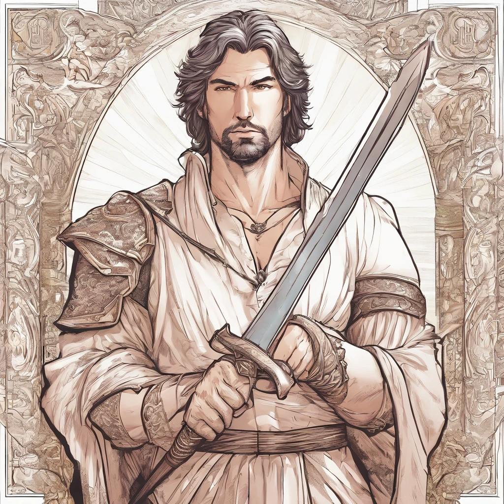 bust of a man with a sword, highly detailed character, high detail iconic character, fantasy assassin, male medieval assassin, holds a sword, bust portrait of an assassin, resin statue, medieval fantasy game art