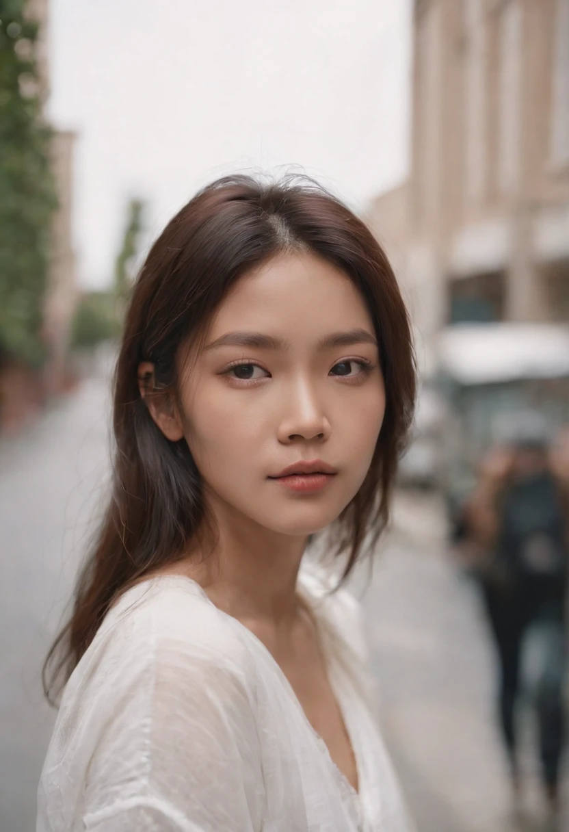 Jenny Rey(Jennie Kim)Wear homeless clothes, empapada de blanco, Camisa blanca rota, realista, sucia, Realista 4K, Soft lighting, detallado, Full HD realista