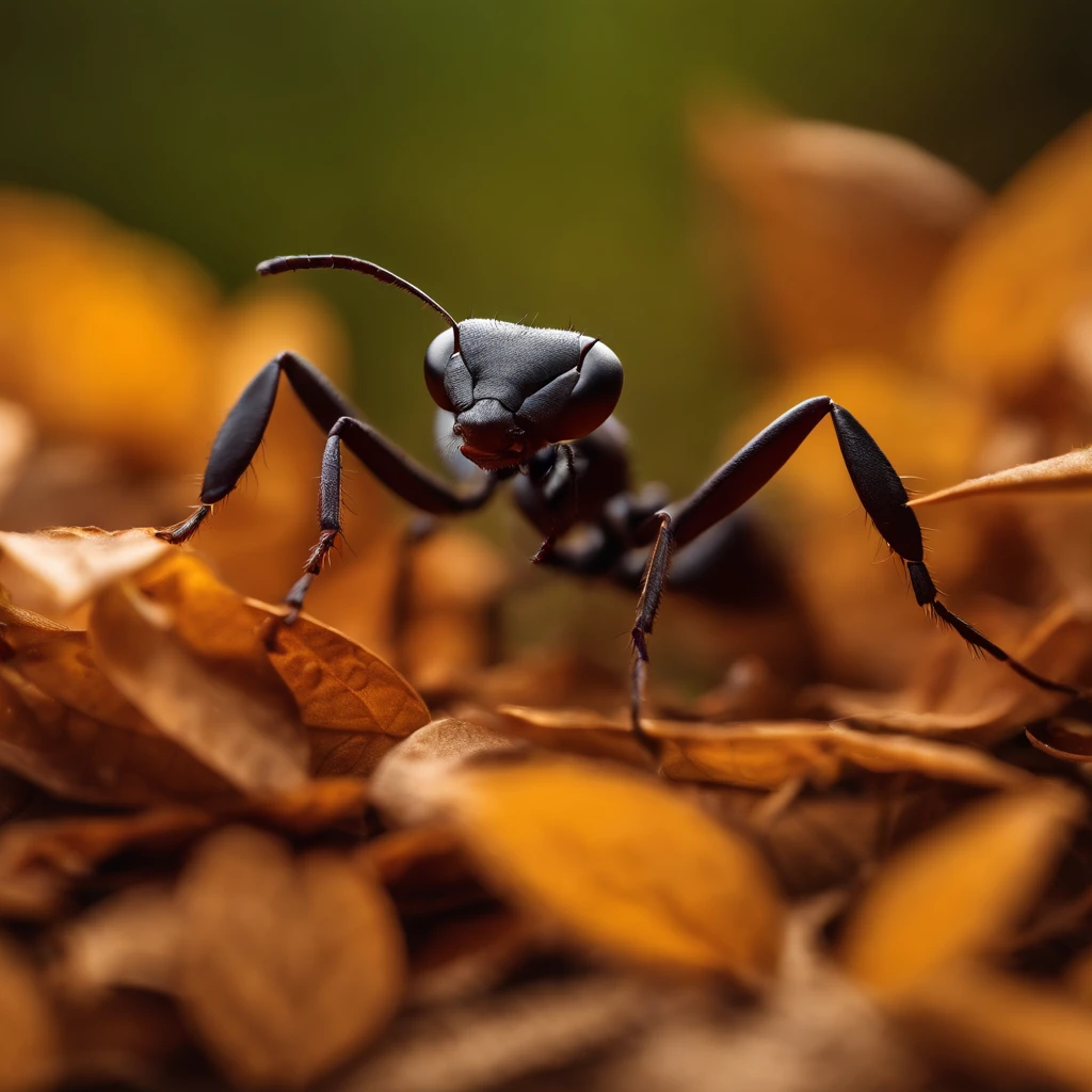 an ant in a pile of leaves