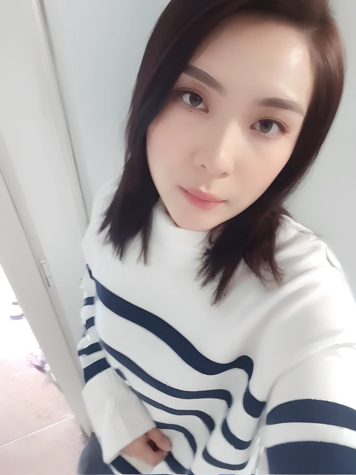 ((Top Quality, 8k, Masterpiece: 1.3)), 1 girl, Beautiful woman with slender abs: 1.3, (Highlight Haircut, Breast A-Cup: 1.2), Black See-through: 1.1, Ultra Detailed Face, Detailed Eyes, Double Eyelids, Full Body