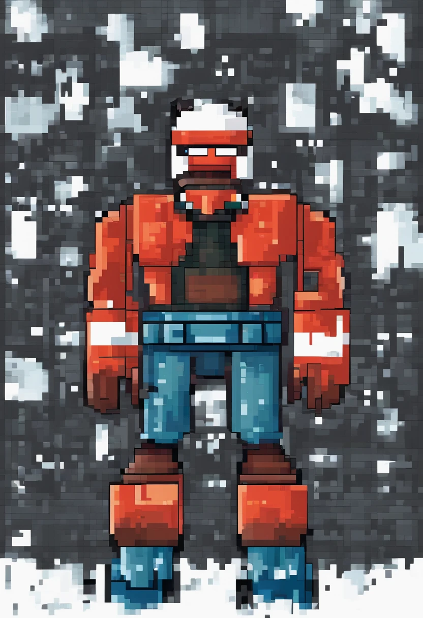 roblox personagem, corpo quadrado, demonio, fundo de floresta nevando