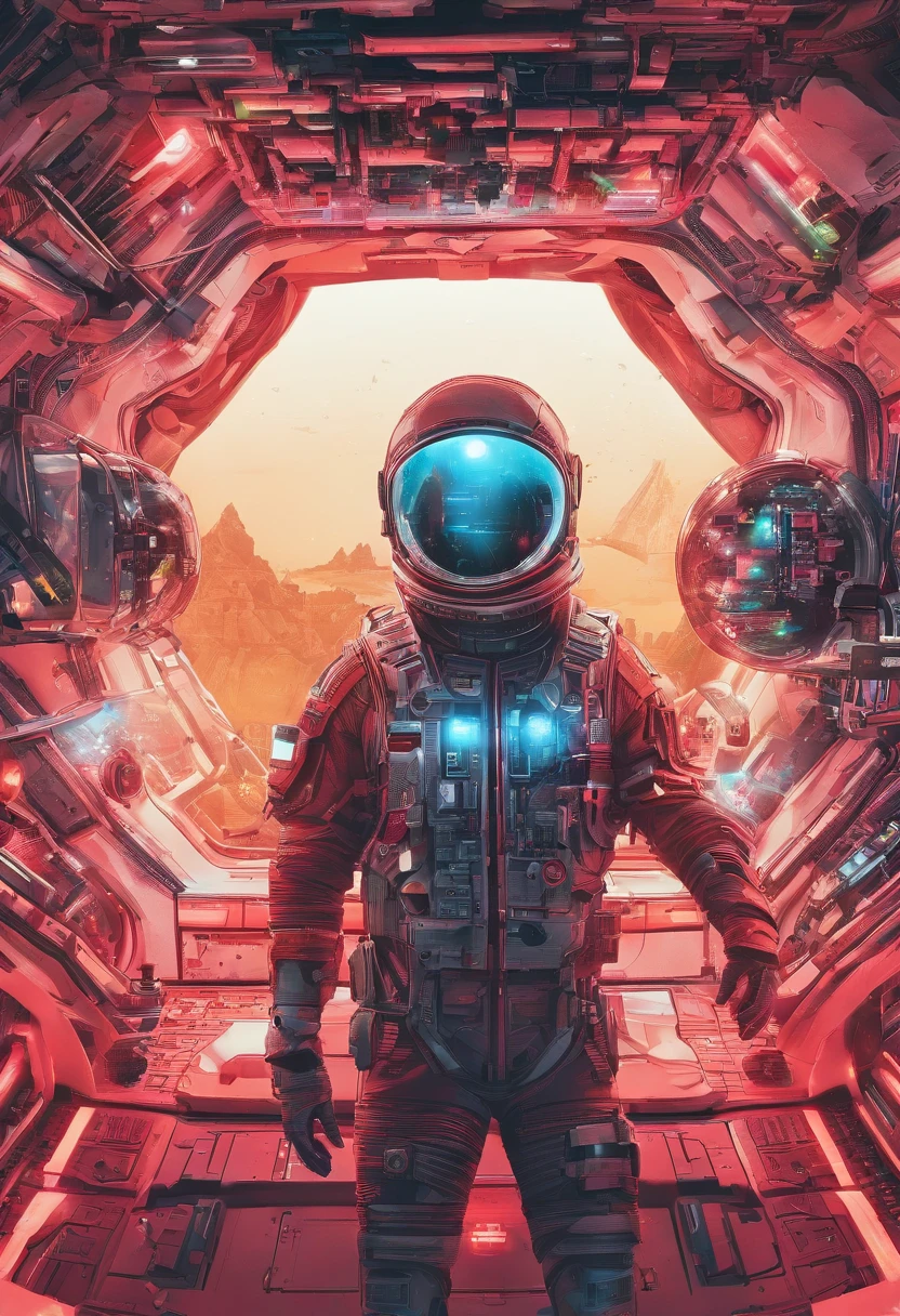Space capsule,looki at viewer,Realiy,A man in a black tight leather jacket,Wearing a futuristic helmet,cowboy lens,(fish eye),Cramped and dirty room,clothes details,Japan's old red light district,((()),((natta)),