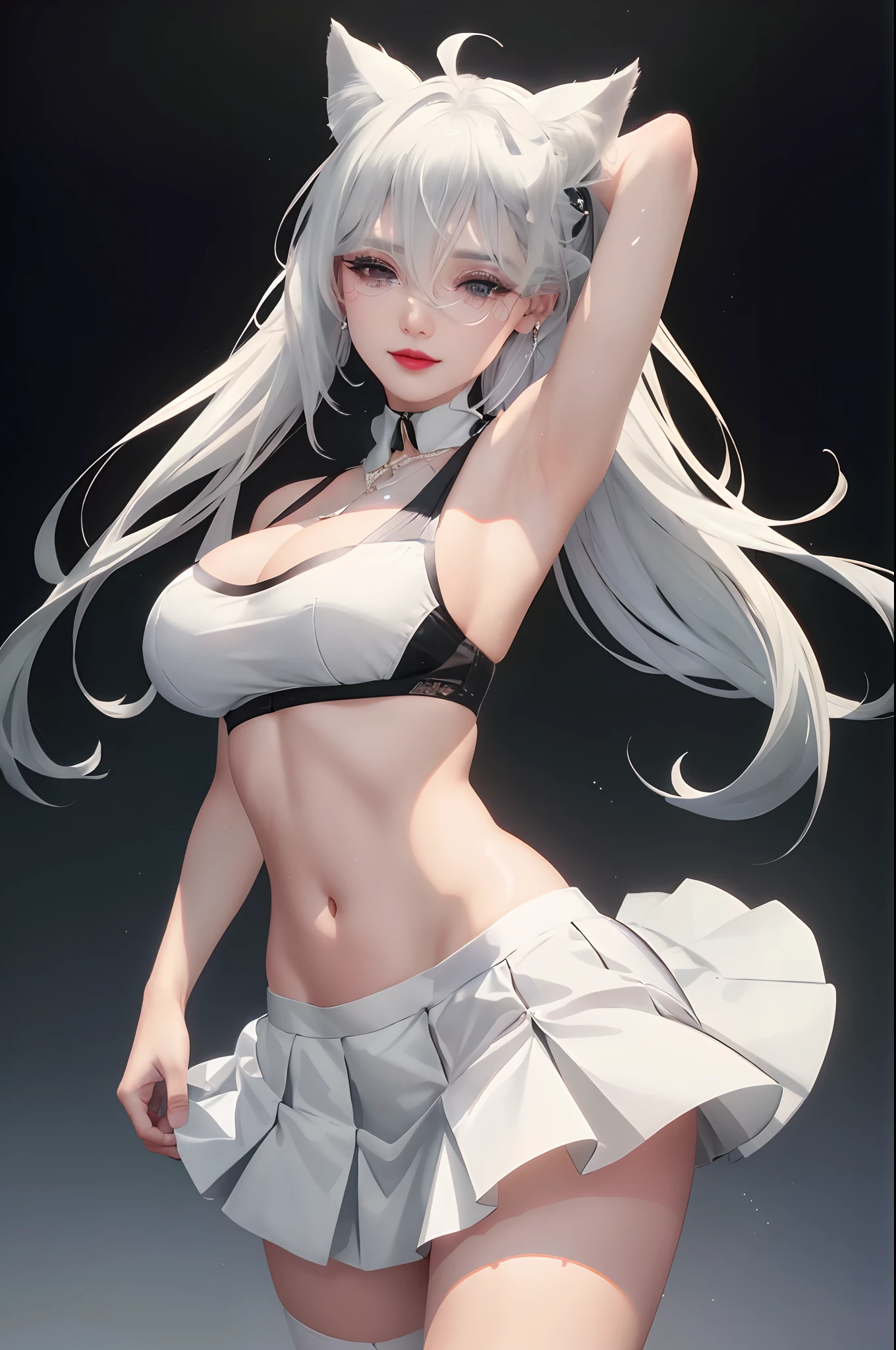 lying on bed, aroused, necklace, earrings, full body, long white hair, white kimono, superb, ultra-high-definition, RAW photo, realism: 1.25), (bright lip gloss, long eyelashes, smooth face, bright skin, natural shadows, wide light, wide light, depth of field, strong colors, subtle caustics: 0.8), smile, (big tits), v6