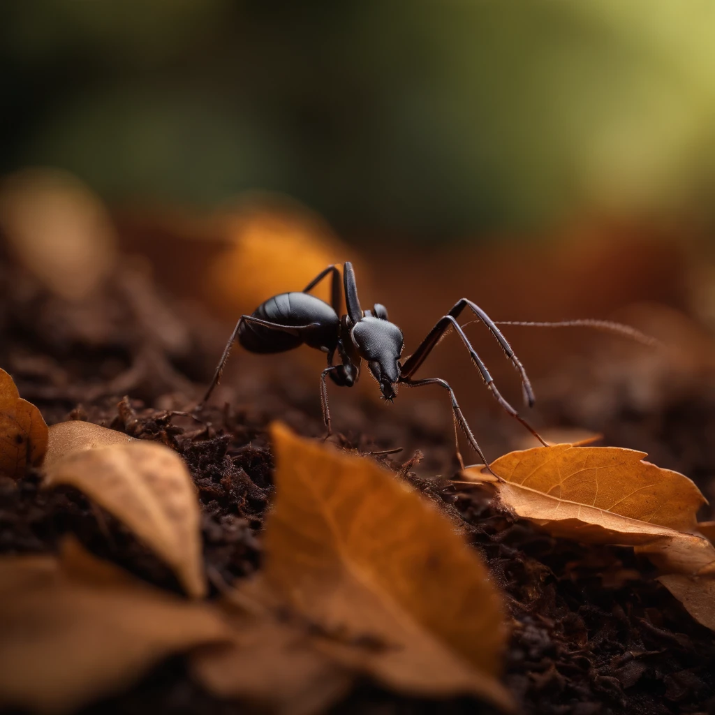 an ant in a pile of leaves