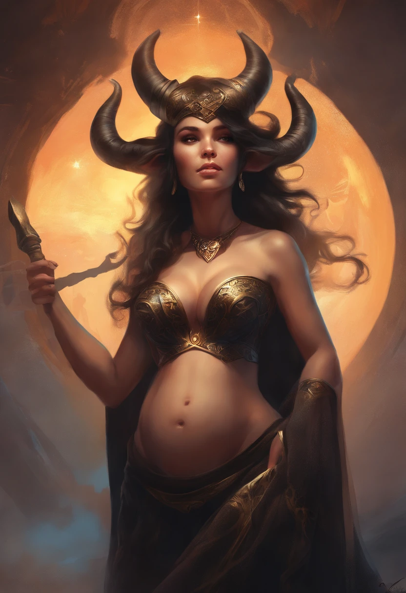 Pregnancy, thunderbolt(Black Minotaur:1.5),Those with an ax(Black Minotaur Monster:1.8),Cow standing with an axa A high res render of a desi pregnant woman of 30s sexy, busty, perfect hips , covering breasdts with hands, looking at the viewer , side profile, sexy and nusde highly detailed, 8k render, high res, ultra quality, realistic, round face, short straight hair, lustsy smile, glowing eyes, happy faceh by Tom Bagshaw, Painful expression, pregnant woman.