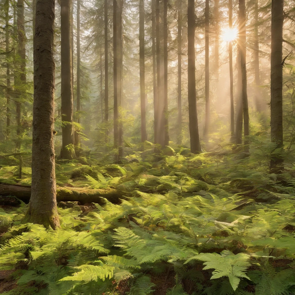 (the) best quality,ultra-detailed,realistic,forest,beautiful sunlight streaming through trees,peaceful atmosphere,golden autumn leaves,dense foliage,beams of light filtering through branches,tall majestic trees,misty morning haze,harmonious color palette,serene nature scene,crisp fresh air,tranquil setting,quiet rustling of leaves,winding forest path,solitude and tranquility,ray of light illuminating the forest floor,calm and serene ambiance,inviting forest clearing,gentle breeze rustling leaves,splashes of vibrant colors amidst the greenery,majestic mountains in the distance,whispering of the wind in the trees,rays of sunlight dappling the forest floor,majestic wildlife in their natural habitat,scent of pine trees in the air,moss-covered rocks and fallen logs,dappled shade from overhead branches,birds chirping and singing,adventure and exploration,peaceful and untouched wilderness,enchanting and magical forest,quietly observing the wonders of nature,serene and untouched by humanity,numerous shades of green creating a soothing atmosphere.
