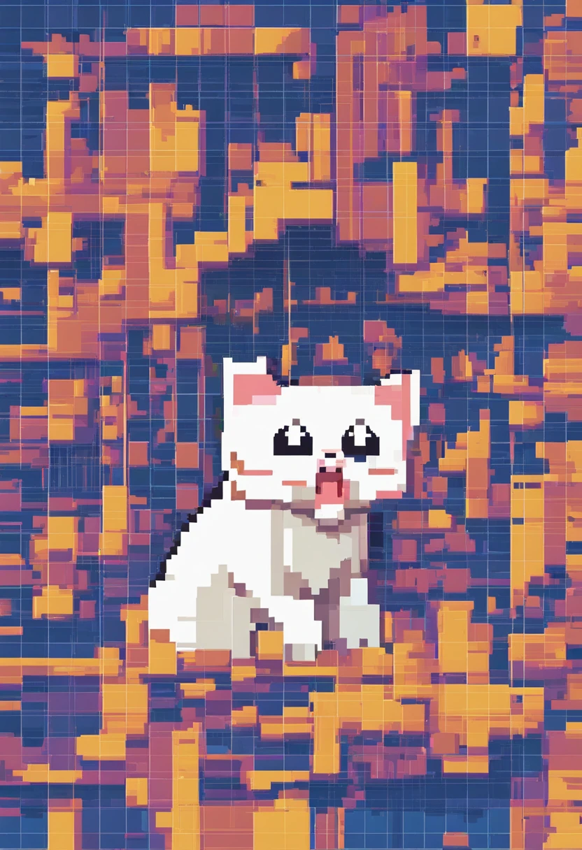 Pixel Art Cat. Cats. 3D pixel art 4K wallpaper. Incredible pixel art details. Pixel art. steam wave. Detailed Unreal Engine pixel art