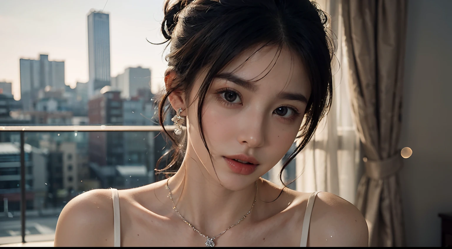 、((addielyn))、Random posture、(extremely delicate and beautiful work)、(master masterpiece)、1 Girl、Very delicate and elegant wedding dress、tiara、highly detaild、distorted ponytail、charming look、beautiful and clear eyes、green pupil、delicate necklace、delicate earrings、Simple blur background、Extreme detail、beautify、captivating、ultra-fine painting、a delicate face、Delicate body shape、Fine collarbones、beautiful lips、mix4、(8K、Raw-Photo、Top  Quality、master masterpiece:1.2)、(Real、Realistis:1.37)、1 daughter、I want to cuddle you、Cityscape、natta、wet rain、saturated、Professional Lighting、photons mapping、radiosity、physics based rendering(Physically Based Rendering)、Above the waist、large full breasts