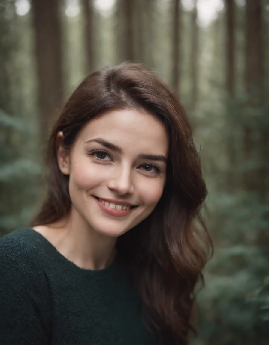 portrait of a woman,polaroid,film, graininess,smile,cold