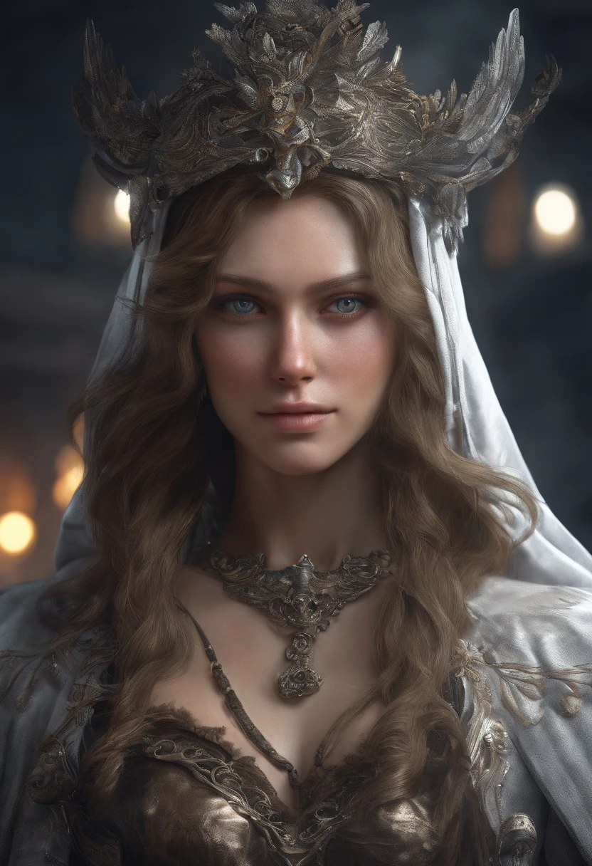 7 Archangel, stunningly beautiful, eldon ring, Bloodborne, Full body portrait, Sharp shots, Professional photography, 70mm lense, Meticulous love, Good quality, Unreal Engine 5, the wallpaper, Colorful, Very detailed, 8K, Soft light, Realistic photo