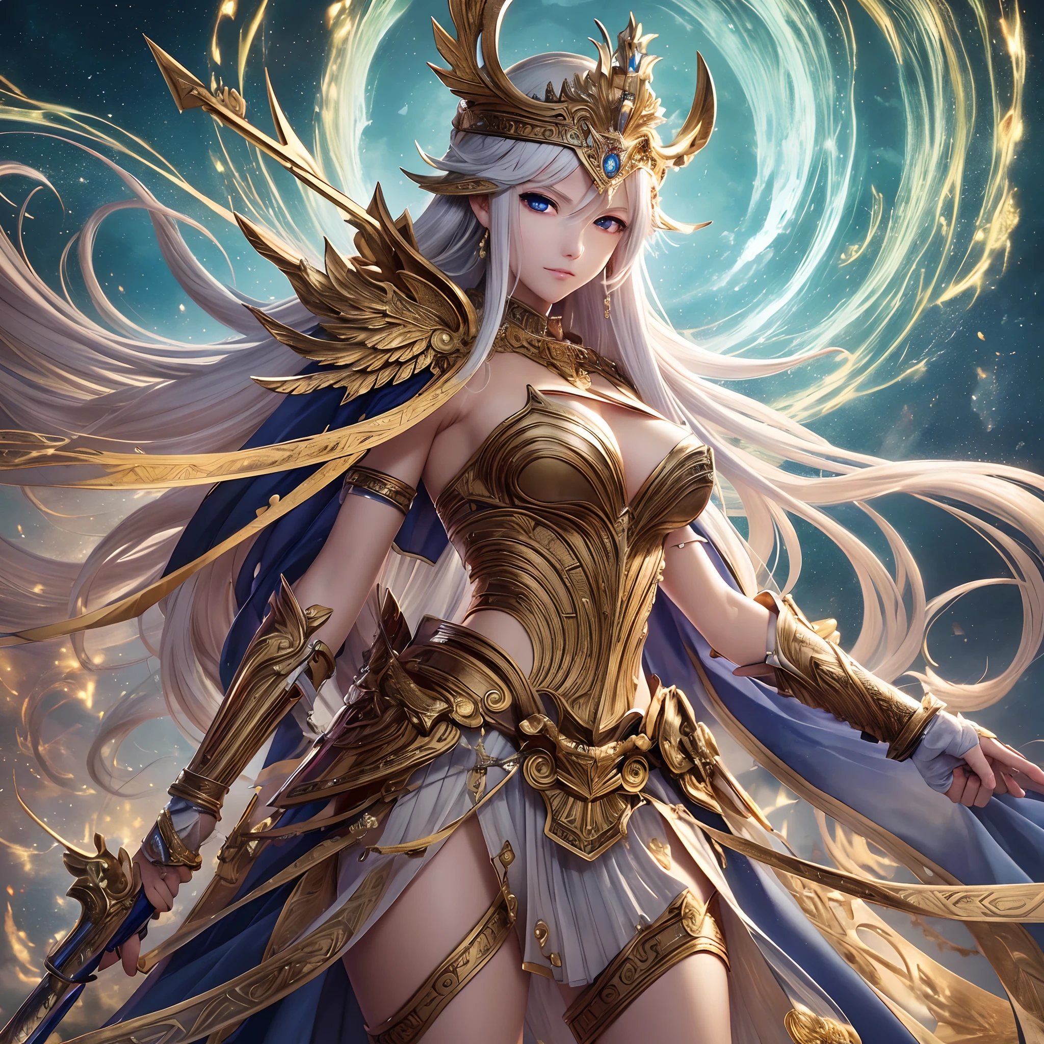 ((Finest quality)),(超A high resolution),(ultra-detailliert),((Best Anime)),sharpnes,Clear,Fantasy art with astounding depictions, (Athena),Ancient chariots