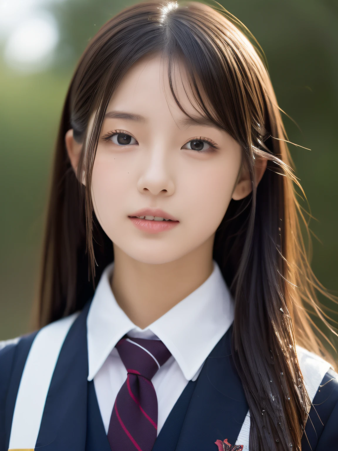 (Ogawa Noriko), upper body, Has a student-like atmosphere、Generate an image of a female fashion model wearing a uniform。She is young々It is full of vitality and、It expresses the innocence and curiosity of a student.。The uniforms are traditional in design.、It works best if the school's colors or emblem are included.。Her poses and facial expressions are、Academics and friendships、Symbolizing youth、It would be good if it reminded the observer of their school days and their vitality.。Also、The background includes environments such as school classrooms and school buildings.、It can emphasize the concept of uniforms.。The generated image is、It may be used for school public relations and education-related advertisements, etc.、Bright and attractive images are required。