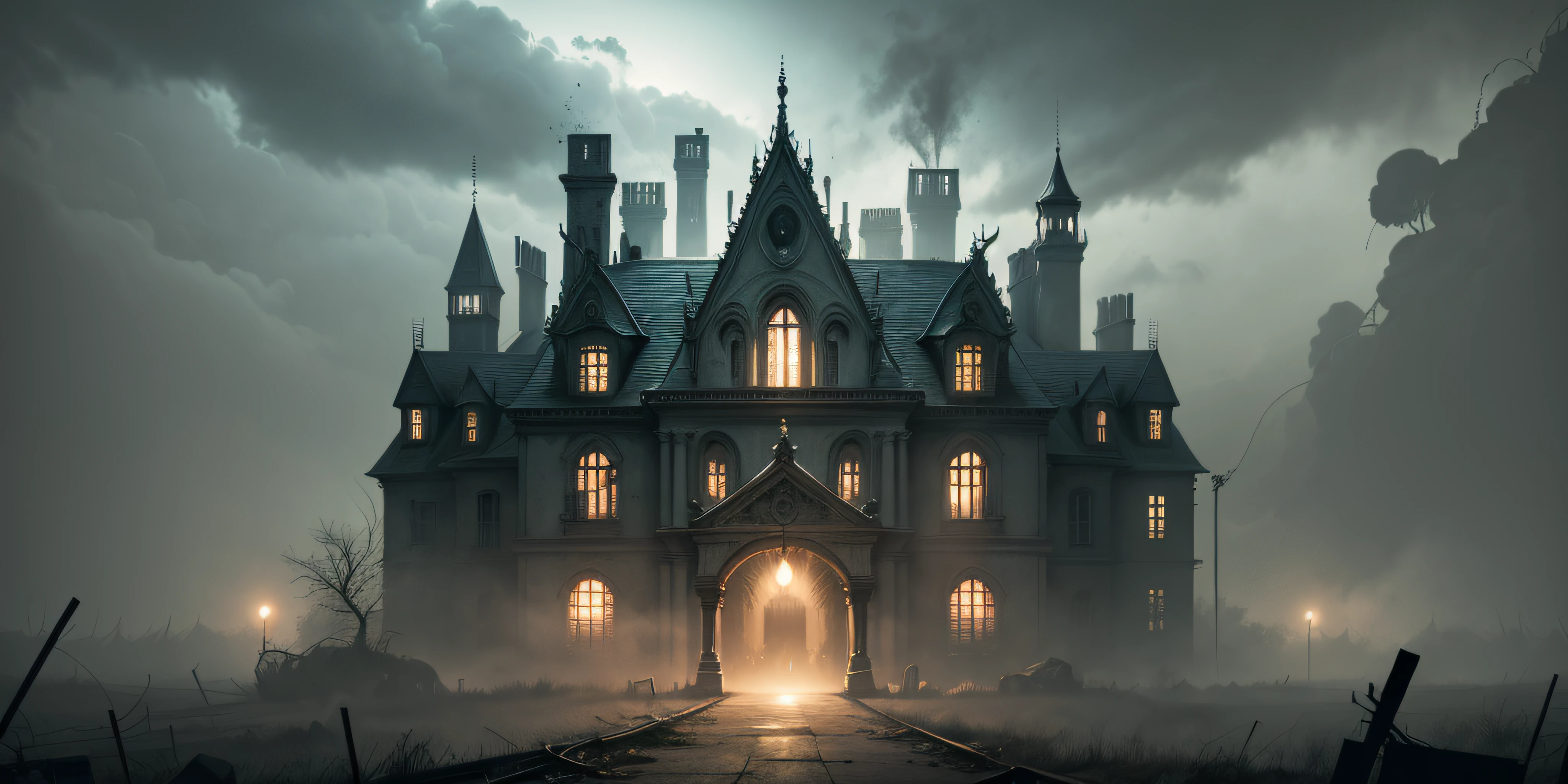 Generate a banner for a horror story，scenecy，scary style
