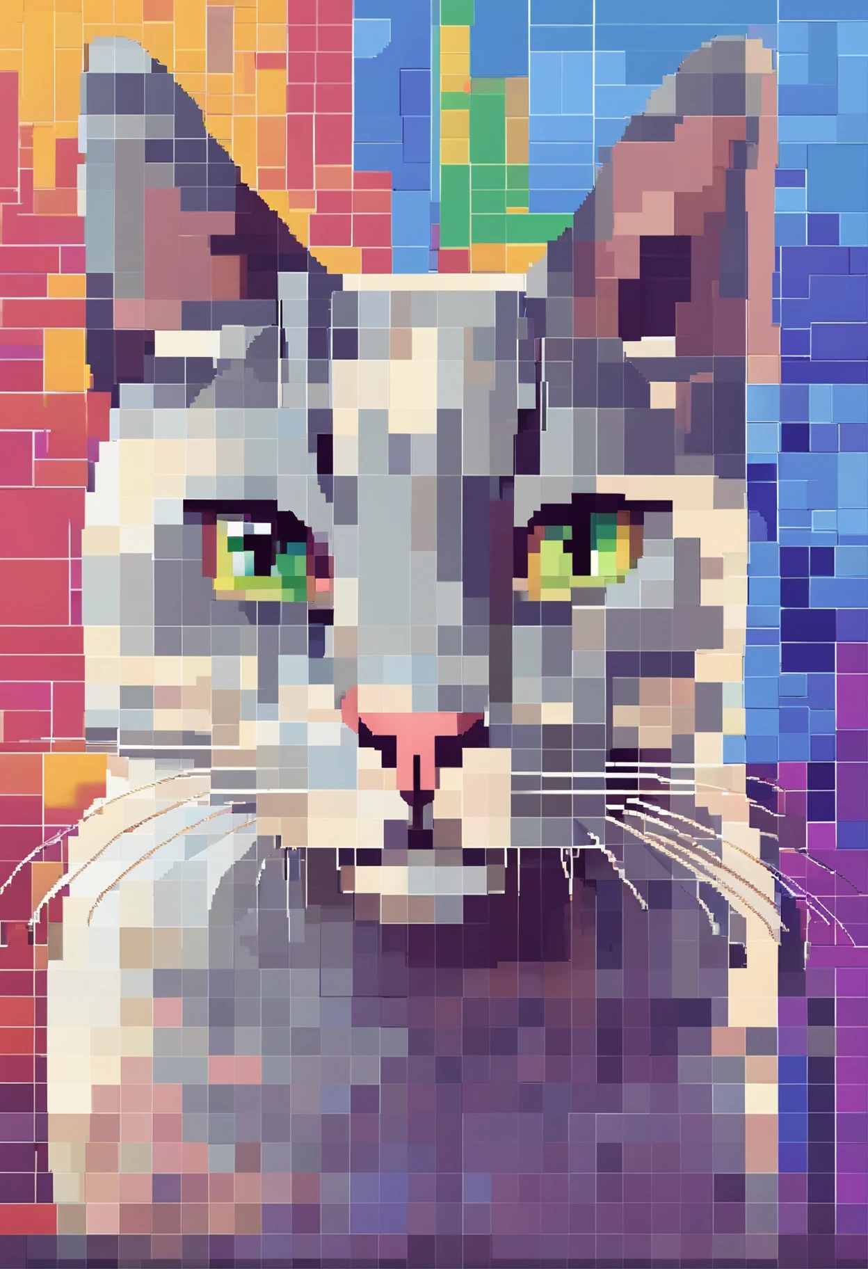 Pixel Art Cat. Cats. 3D pixel art 4K wallpaper. Incredible pixel art details. Pixel art. steam wave. Detailed Unreal Engine pixel art