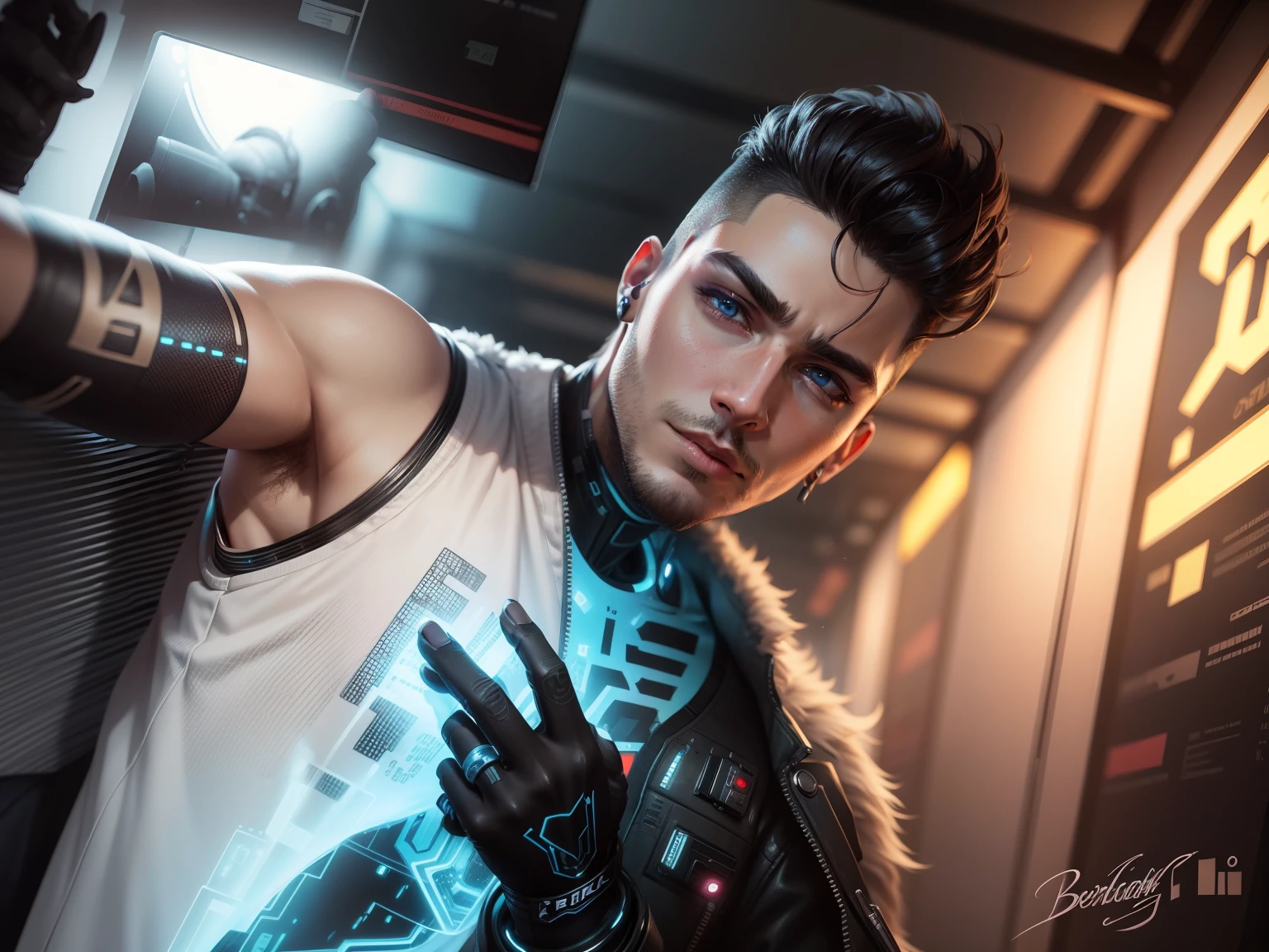 cyberpunk handsome boy ultra realistic face.