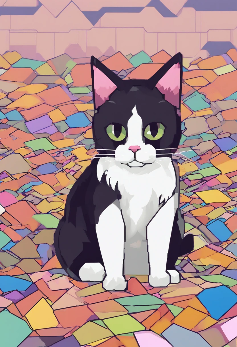 Pixel Art Cat. Cats. 3D pixel art 4K wallpaper. Incredible pixel art details. Pixel art. steam wave. Detailed Unreal Engine pixel art