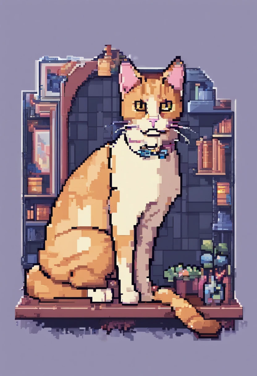 Pixel Art Cat. Cats. 3D pixel art 4K wallpaper. Incredible pixel art details. Pixel art. steam wave. Detailed Unreal Engine pixel art