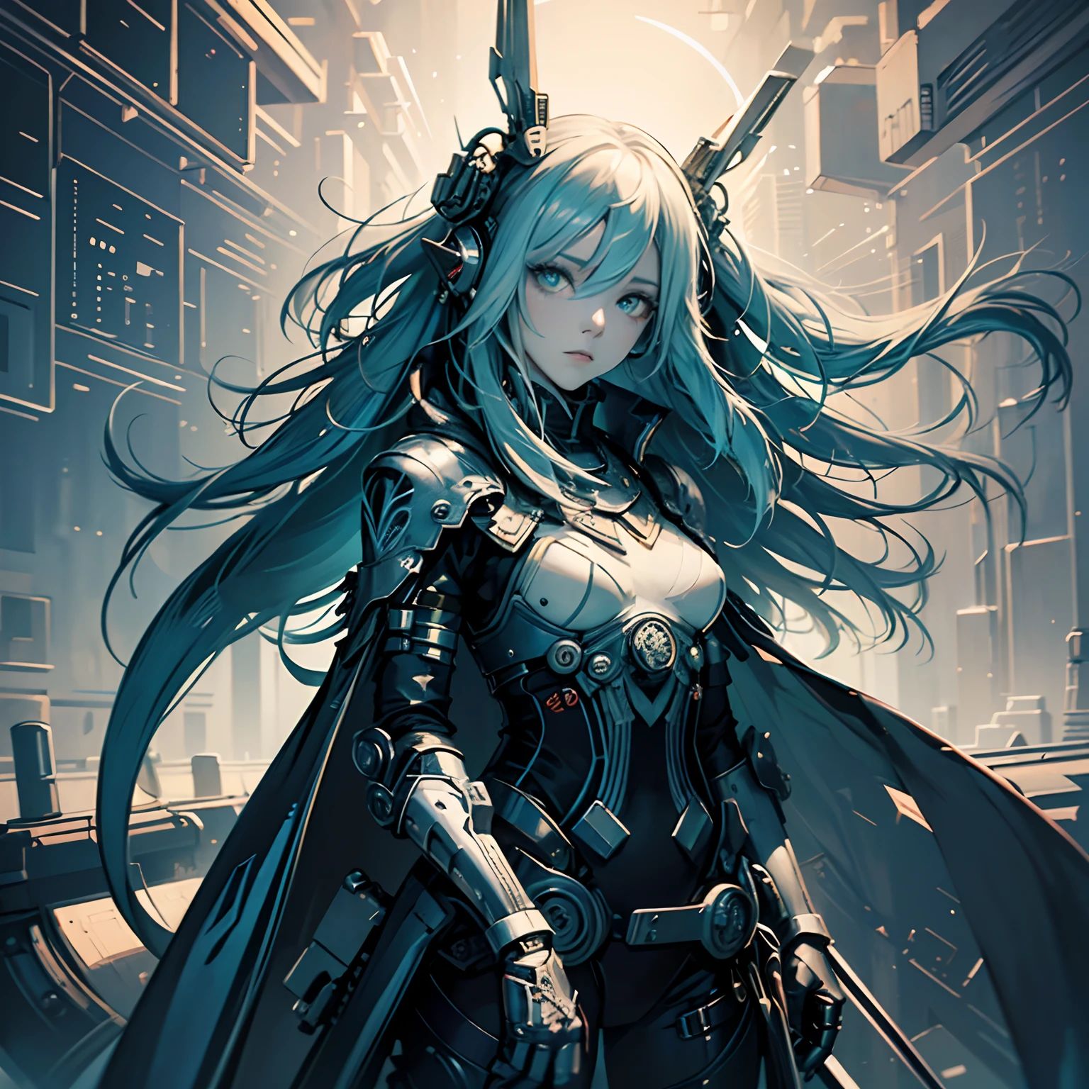 Minimalistic and abstract Digital Lineart Painting;1Atompunk Elf,female,solo;(Character);(((coherent,masterpiece))),(((centered))),(((less detail))),((vanishing point)),lighting by Riot Games;trending on Artstation;((In the Style of Tsutomu Nihei,Wassily Kandinsky,James jean));smooth,clean,8 K,lineart,Flat_shading,Digital Mai yoneyama painting,light particles,vibrant;Headroom
