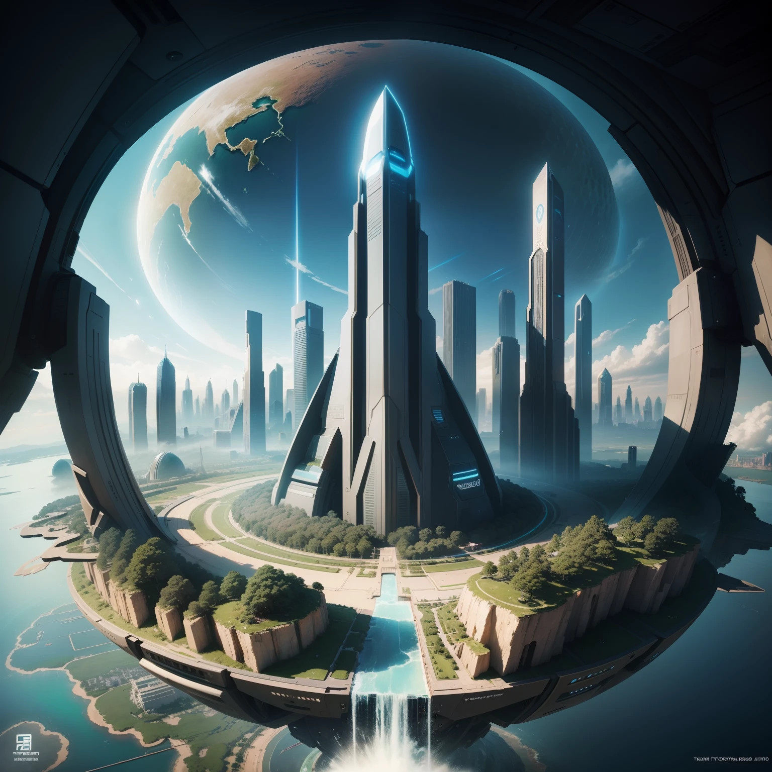 Terraforming、cyberpunked、𝓡𝓸𝓶𝓪𝓷𝓽𝓲𝓬、ＳＦart by、epcot、top-quality、、​masterpiece、epcot、Huge skyscrapers、２２century