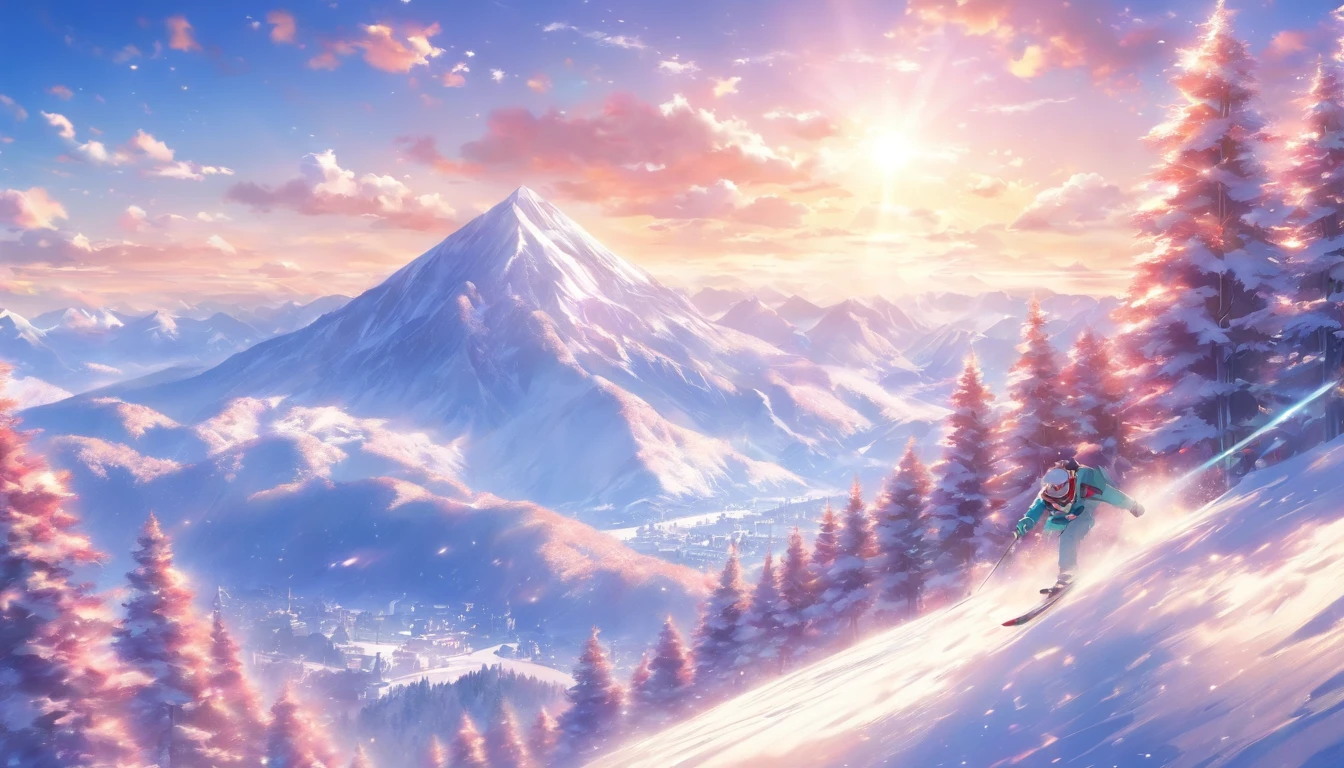 The mountains are silvery white, the sun is shining and the skis wind down fast,