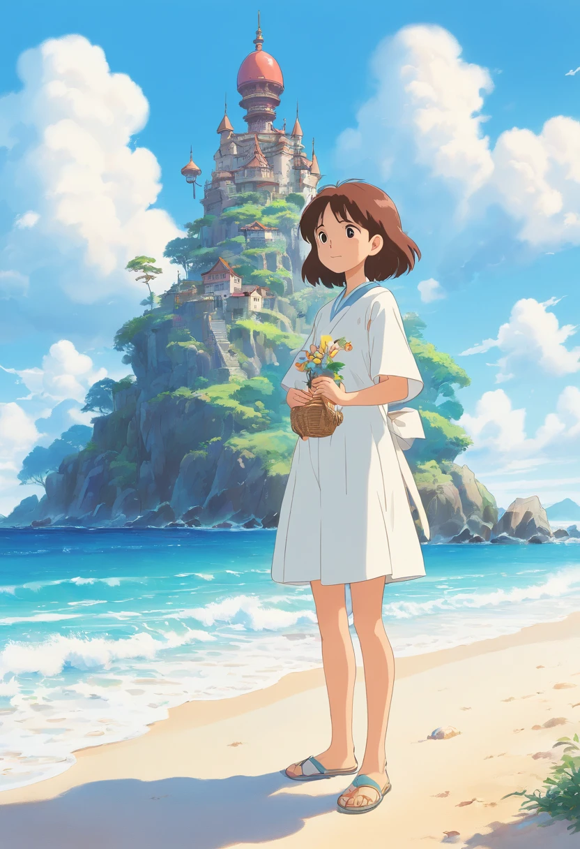 beachside,Bright white background,dream magical,