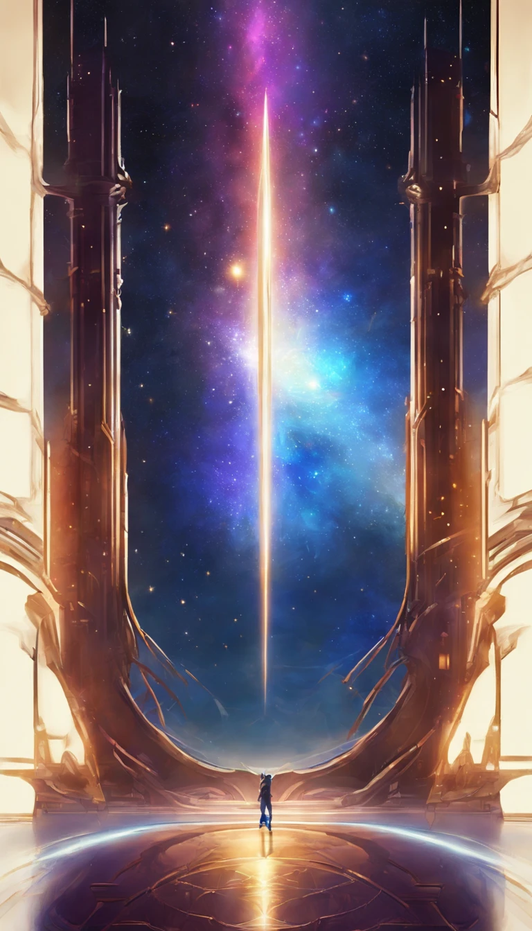 ((Masterpiece)),(Best quality)),Magnificent space image scene,heavenly body,Interstellar,((Huge star gates)),black hole,(((Huge starship))),Spaceship,Shining starry sky,8K,super-fine,high qulity