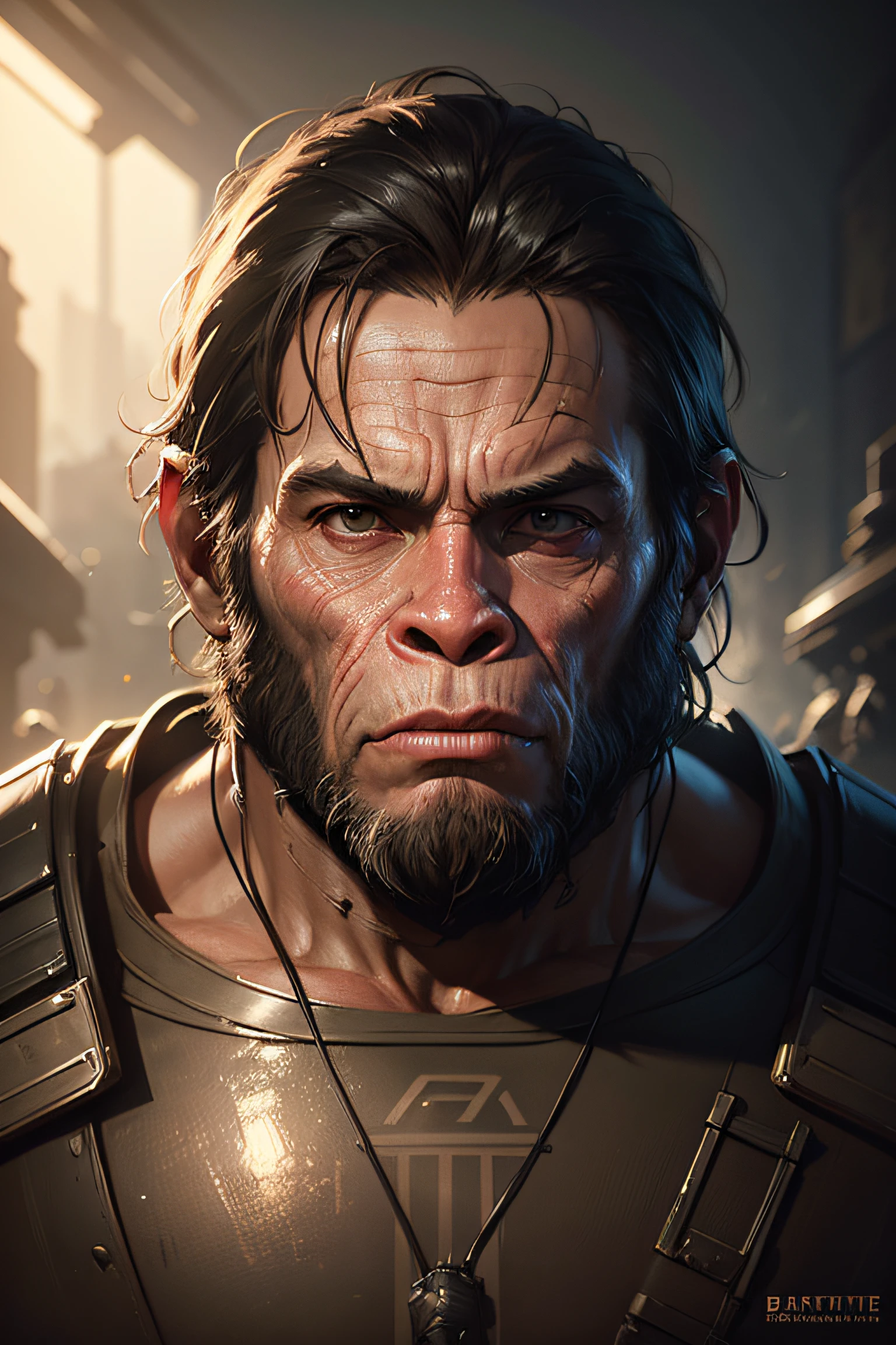 photorealistic portrait,planet of the apes,Bastien Grivet,Craig Mullins