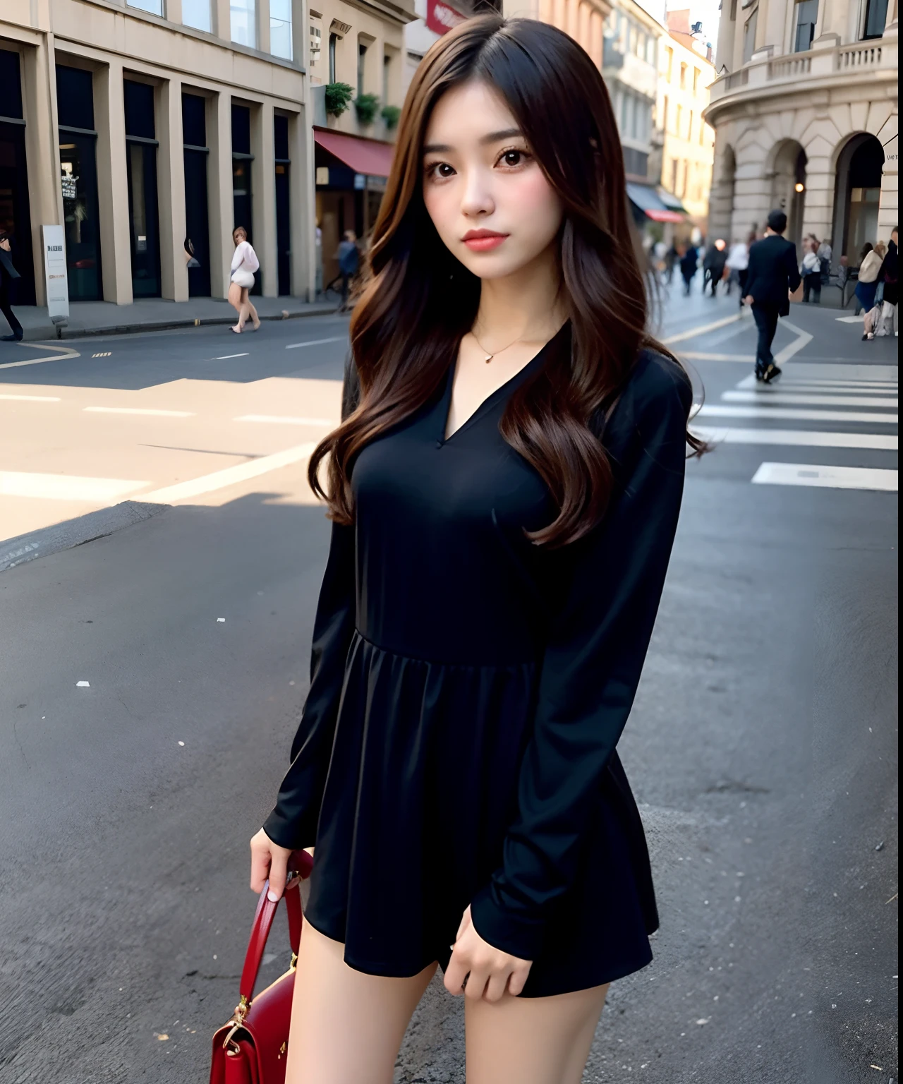 Beautuful Women　Beautiful　Good Style　Short stature　dual　　Idol 　Detailed genitals　Shameful face　18year old　A dark-haired 　The long-haired　Black long dress　snap shot　European cities　　with round face　camel's foot　Show your crotch on the street　Camera close to the crotch　Red underwear