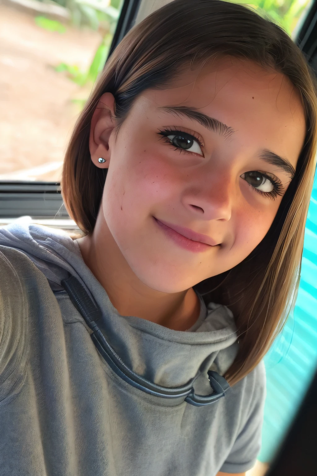 Foto RAW em sequencia, uma foto de uma adolescente anos, ((selfie da parte superior do corpo, feliz)), mordendo dedo, rosto detalhado, planos de fundo detalhados pouco desfocados, luzes naturais, HDR, foto realista, foto profissional, flerte com o espectador, visual sexy, fotorrealista, Linda, pele natural, 8k UHD, alta qualidade, filmic grain, Fujifilm XT3 --auto