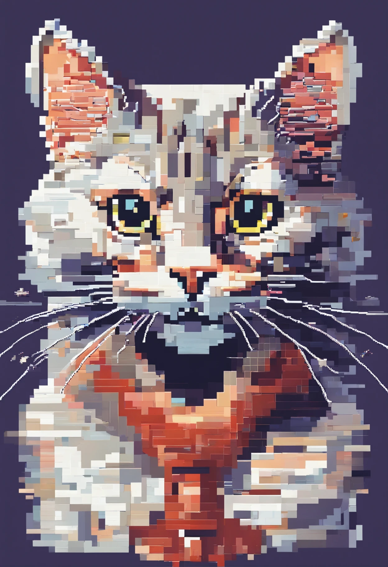 Pixel Art Cat. Cats. 3D pixel art 4K wallpaper. Incredible pixel art details. Pixel art. steam wave. Detailed Unreal Engine pixel art