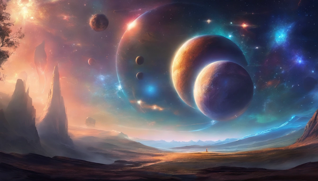 ((Masterpiece)),(Best quality)),Magnificent space image scene,heavenly body,Interstellar,((Huge star gates)),black hole,(((Huge starship))),Spaceship,Shining starry sky,8K,super-fine,high qulity