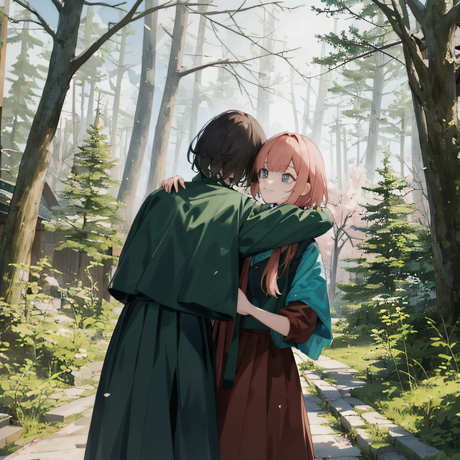 (in woods)(Meet friends)