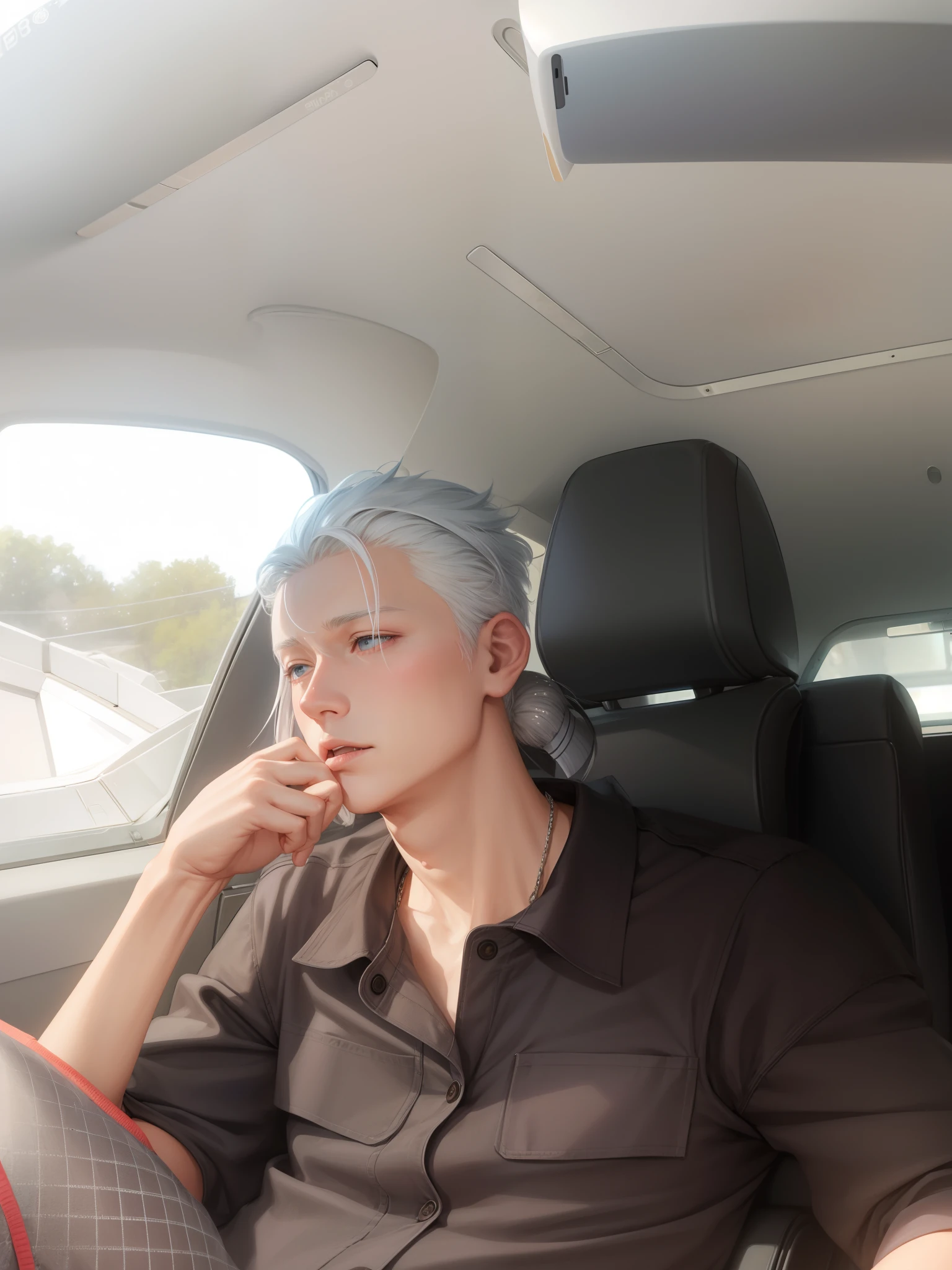 realistic, 1boy, white hair,cold