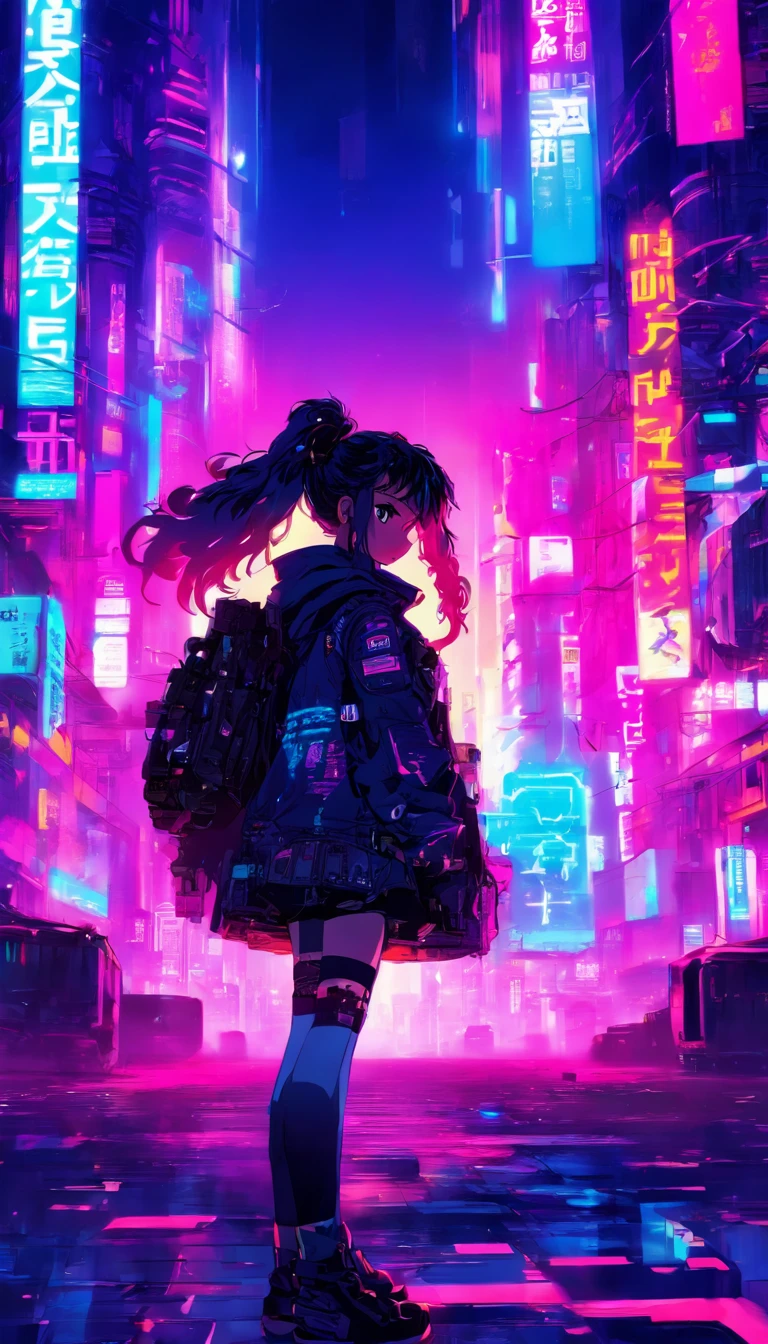 "Image Quality: 12K (Best Quality Scale: 2.8), Artistic Style: Realistic, Photorealistic Factor: 1.37, Clarity: Ultra High Definition, Subject: 1girl body turned away stunning cityscape ,hoodie,blue hair, neon color shooting stars, very long hair, off shoulder, feather hair ornament, neon colors, flashes, stunning night sky, Teenage Girl (16 years old body), Notable Features: body turned away, Smiling face,Exquisite Details, Composition:, Damp Hair, Context: Amidst Colossal Dalsefo, huge Angel wings very detailed