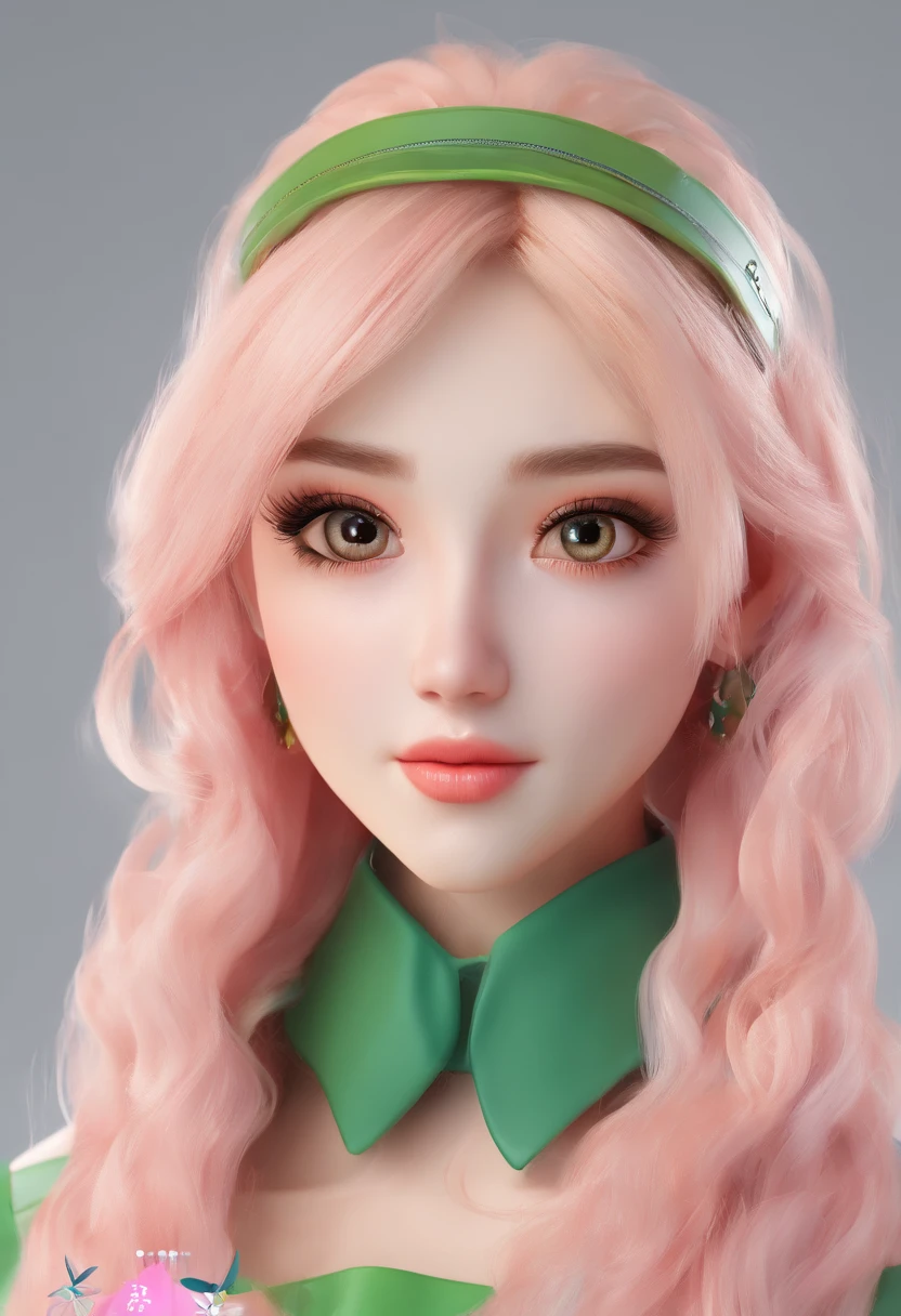 IP por pop mart, olhos brilhantes, querubim, Vestidinho cor de rosa, argila, Modelos, uma bola colorida , Brilhante e delicado, fundo limpo, Bom brilho, 3D rendering of,best quality