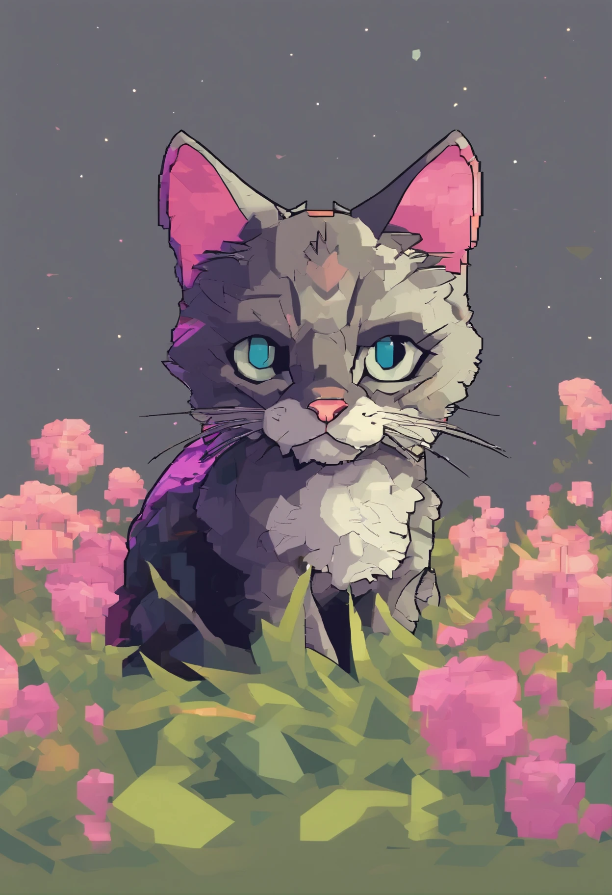 Pixel Art Cat. Cats. 3D pixel art 4K wallpaper. Incredible pixel art details. Pixel art. steam wave. Detailed Unreal Engine pixel art