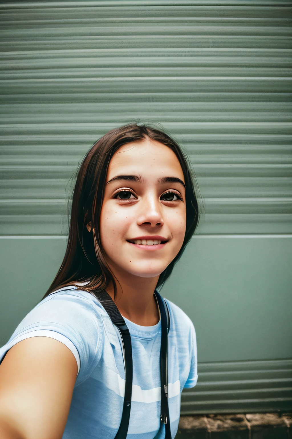 Foto RAW em sequencia, uma foto de uma adolescente 16anos, ((selfie da parte superior do corpo, feliz)), mordendo dedo, rosto detalhado, planos de fundo detalhados pouco desfocados, luzes naturais, HDR, foto realista, foto profissional, flerte com o espectador, visual sexy, fotorrealista, Linda, pele natural, 8k UHD, alta qualidade, filmic grain, Fujifilm XT3 --auto
